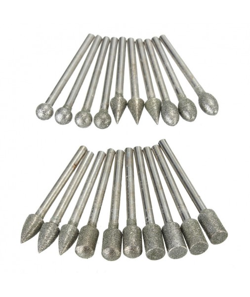 20pcs 3mm Shank Diamond Grinding Burr Drill Bits Sets