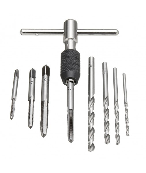 T Handle Screw Tap Wrench with M3-M6 Taps and DrillsTool